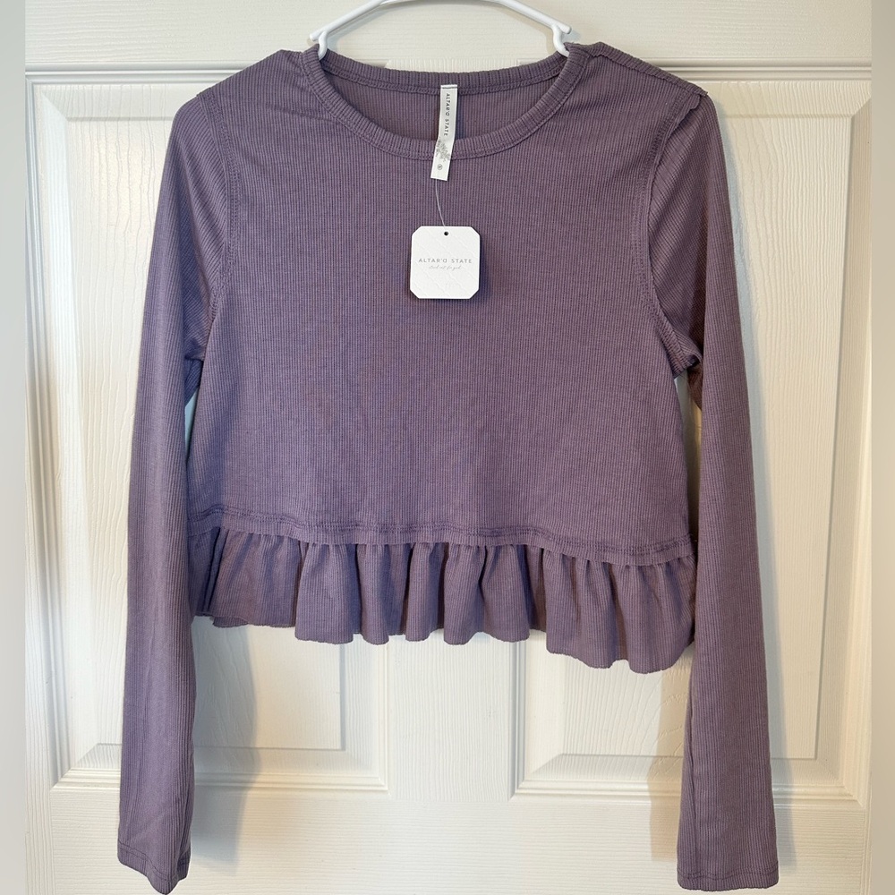 Altar’d State purple peplum top, size small NWT